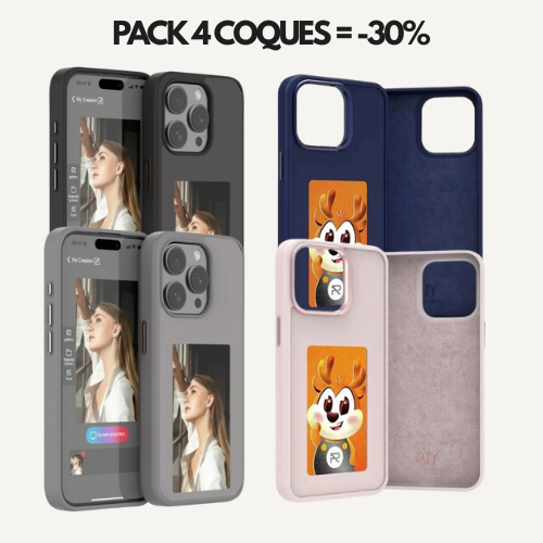 Pack de 4 Coques E-Ink NFC – Design intelligent & personnalisation instantanée